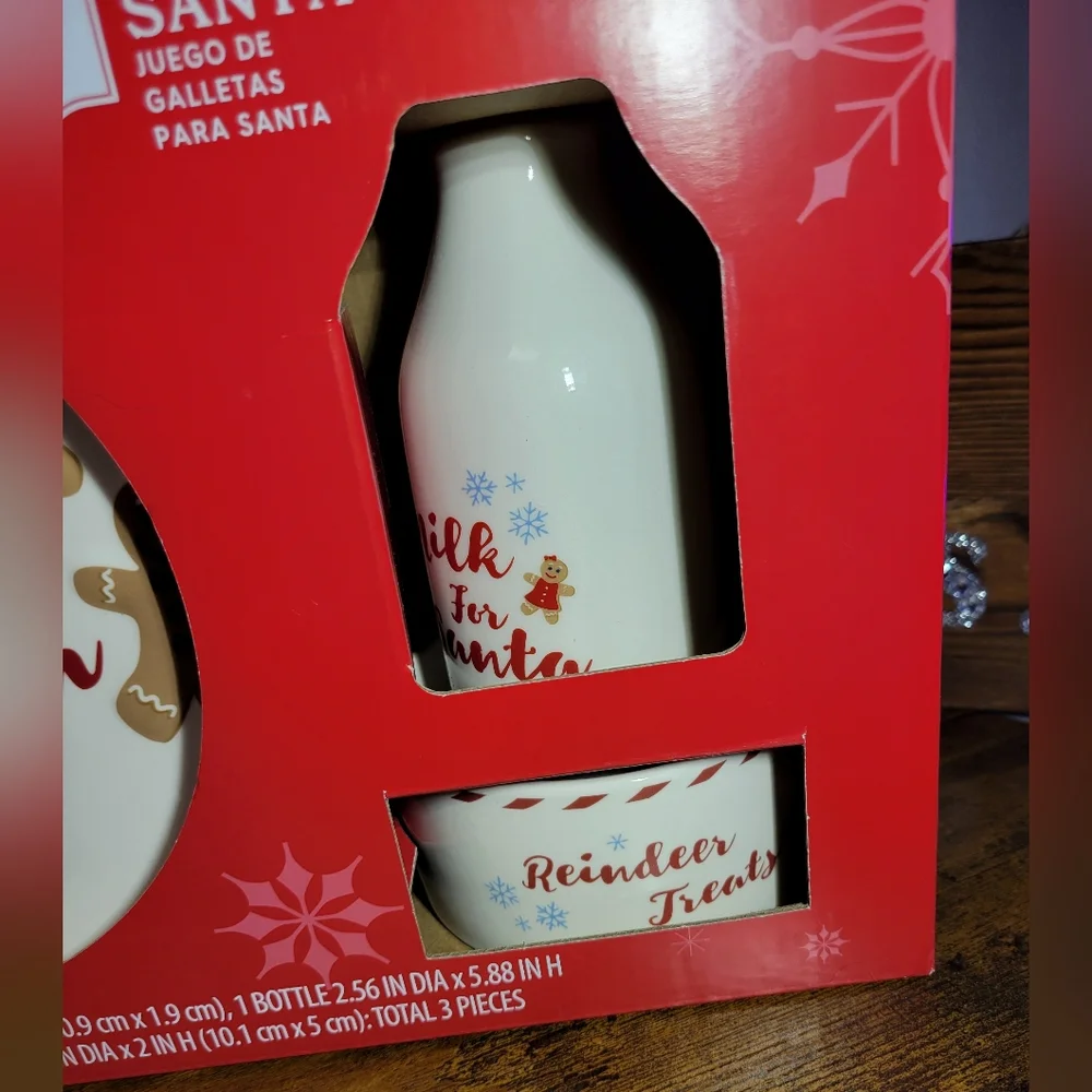 Holiday Time Red / White Santa Cookies for Santa 3 piece Set